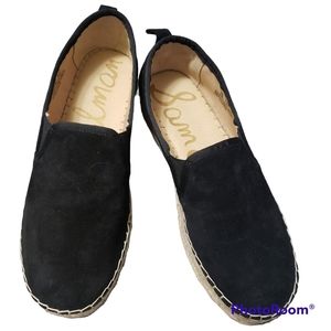 Sam Edelman Carrin Black Suede Platform Espadrilles Slip On